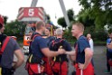 Koelner Seilbahn Gondel blieb haengen Koeln Linksrheinisch P746